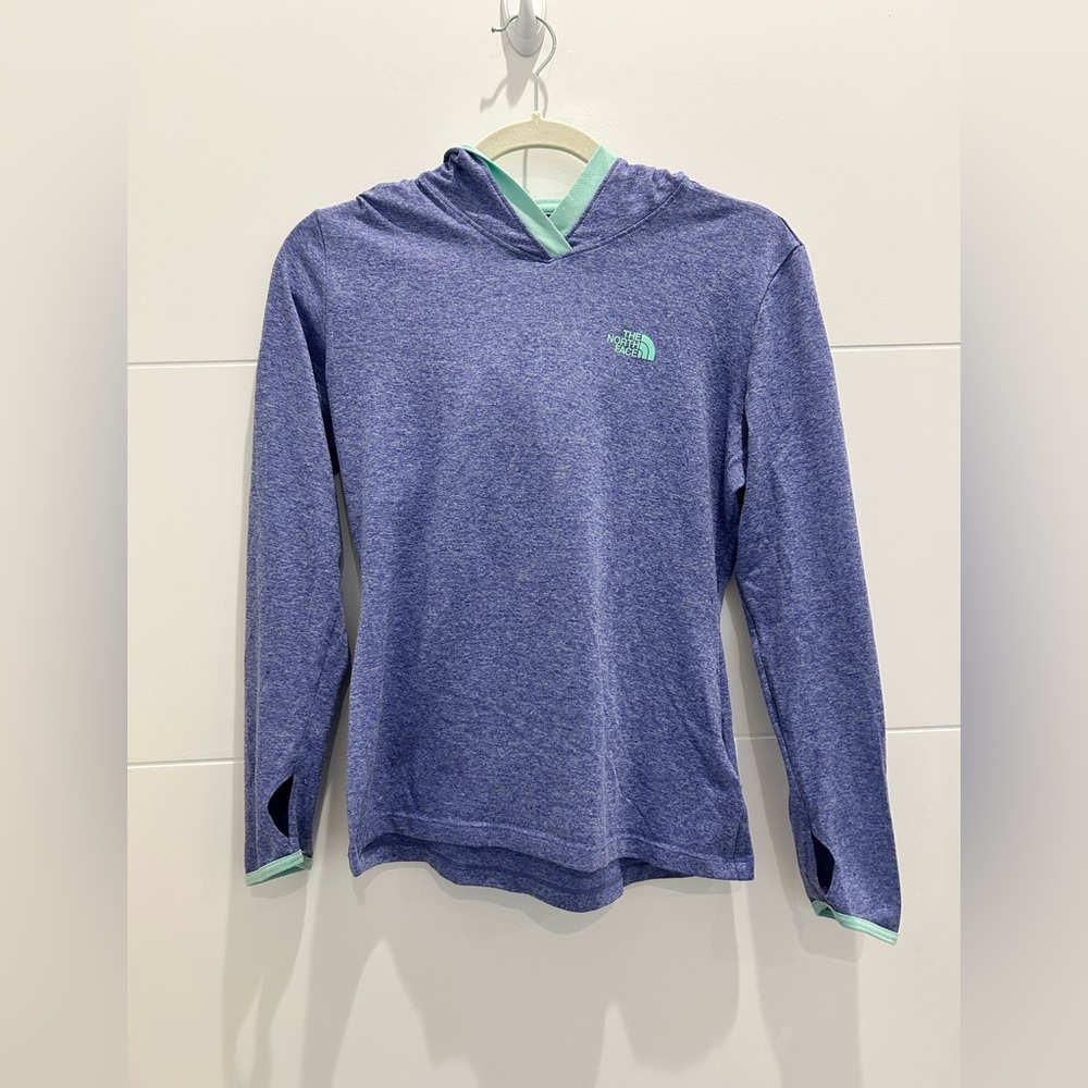 The North Face Flash Dry Hoodie Long Sleeve Thumb Hole Purple Blue Size Small